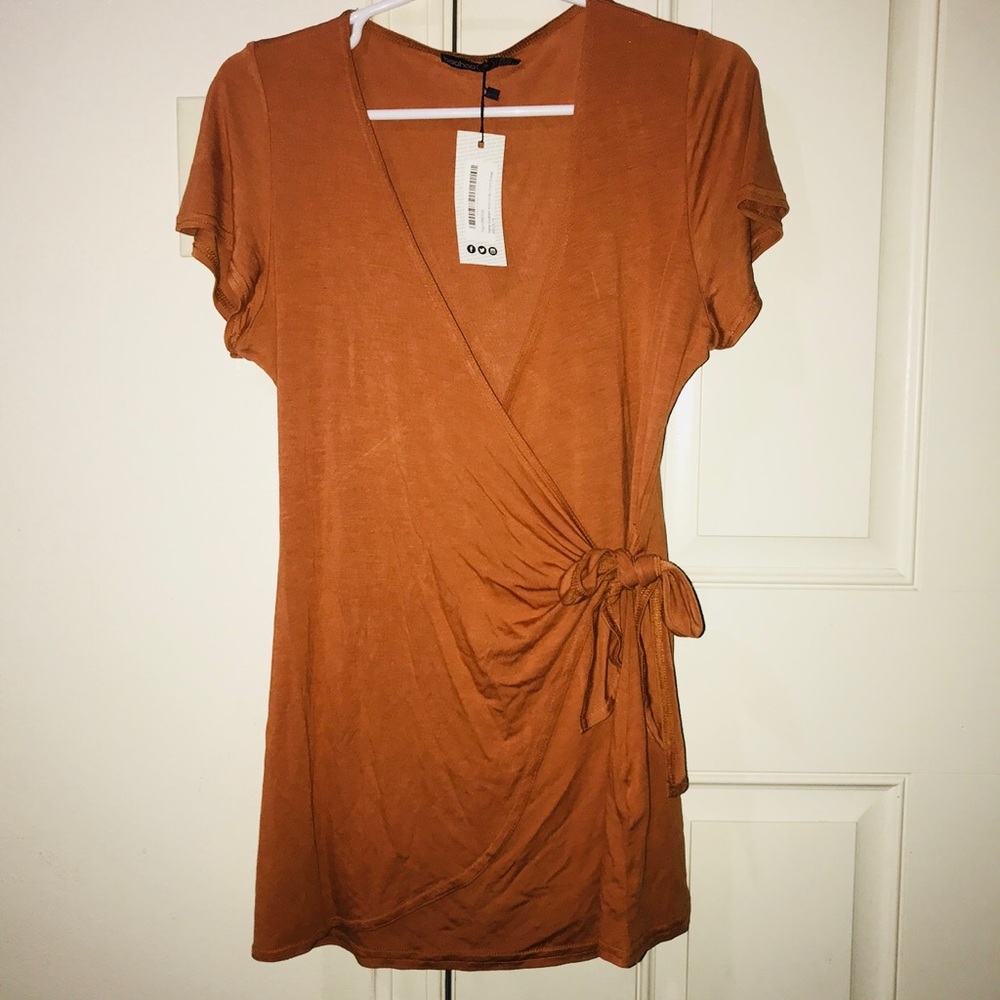 Peach Jersey Wrap Dress